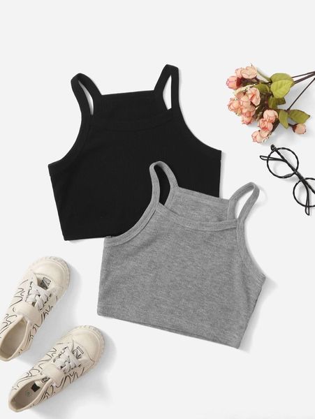 

toddler girls 2pcs rib knit crop cami she, Blue