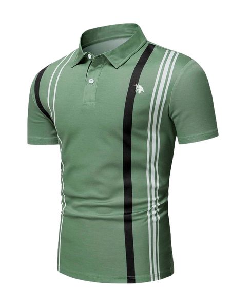

men striped & horse print polo shirt o7tb#, White;black