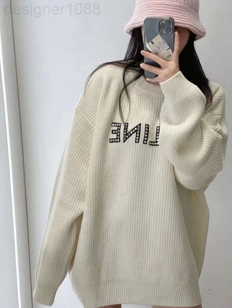 

women's sweaters designer ce22ss early spring new leisure simple letter nail bead design slim loose sweater for men and women cq6g, White;black