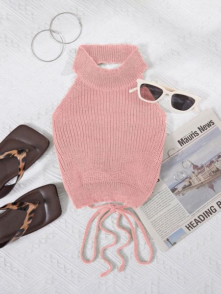 

lace up ribbed knit f1ca#, White;black