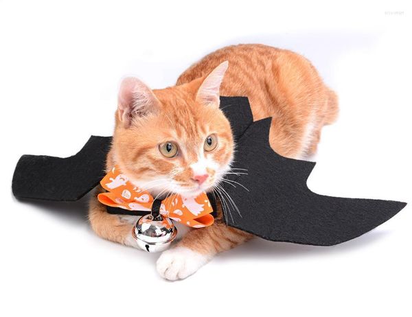 Colar de gola de estimação colar de gatinho sino pingente de abóbora halloween browknot bowtie decoração acessórios para colarinhos de cachorro de pelúcia