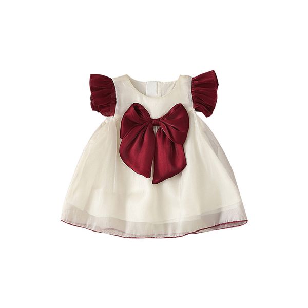 

children kids girls princess dress fly sleevesskirtcasual wear for children sleeveless clothing, Red;yellow