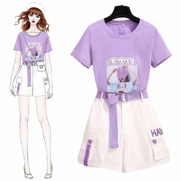 

skirts summer style jacket harajuku print small temperament model age reduction girls fashion shorts two-piece streetwear kawaii 26op#, Black