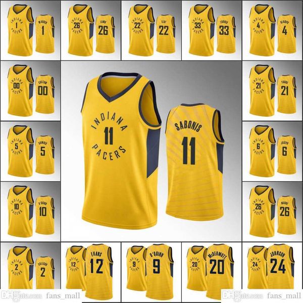 

screen print 75th anniversary indiana pacers''men basketball jerseys t.j. warren victor oladipo domantas sabonis malcolm brogdon s, Black