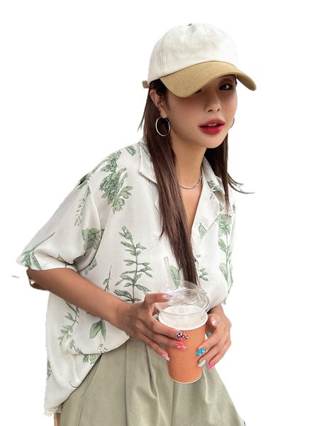

dazy floral print button front shirt 52dp#, White