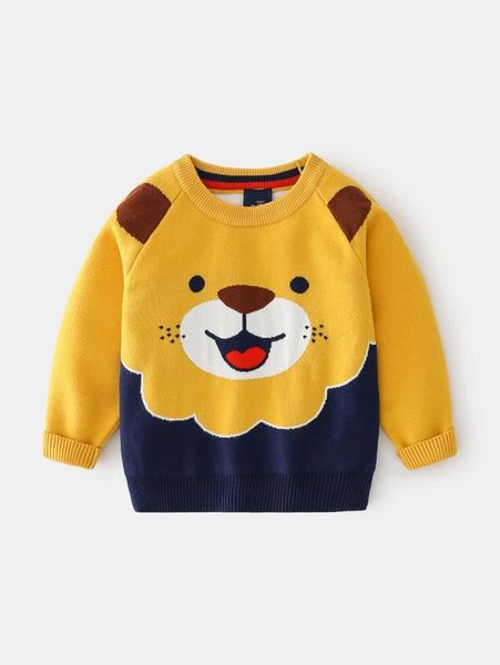 

toddler boys cartoon pattern colorblock sweater she02, Blue