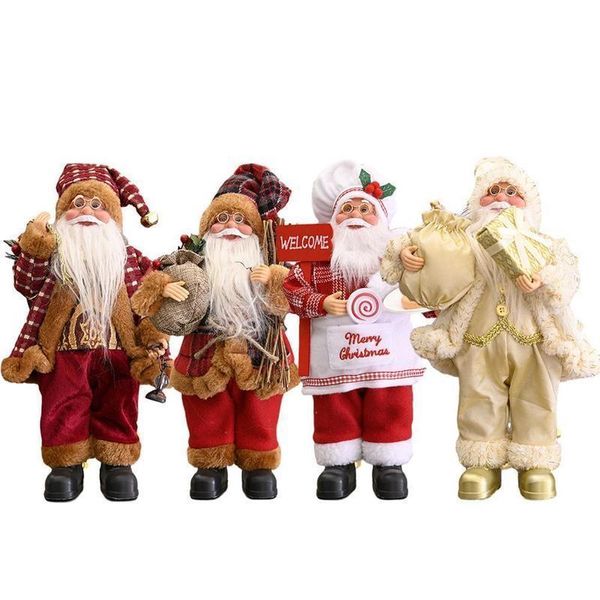 Рождественские украшения Санта -Клаус Кукла Декорация Ткань Дерево висит декоративные для года в подарок Y20102020202020