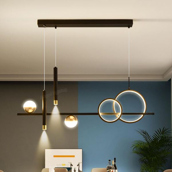 Lampade a sospensione Luci moderne minimaliste Tavolo da bar Faretto a striscia lunga Luce di lusso Cucina Sala da pranzo Illuminazione a soffittoPendente