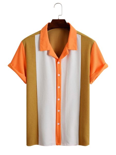 

men color block corduroy shirt d15f#, White;black