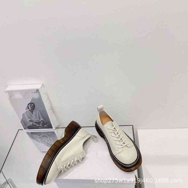 

dress shoes thick soled martin boots women's spring english fashion white short big head thick middle tube, Black