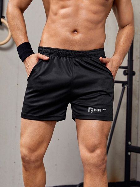 

men letter graphic sports shorts h4nd#, White;black