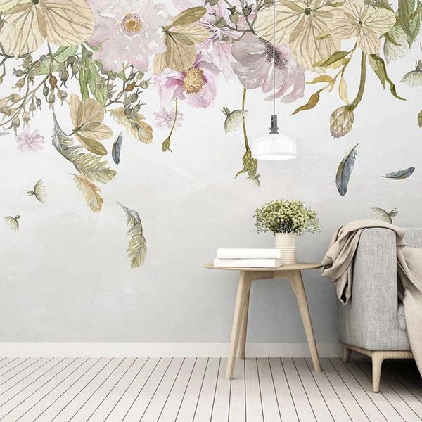 Обои на стенах на стенах 3D Современные минималистские листья цветочные перья росписная папель де Парде для гостиной спальни телевидение