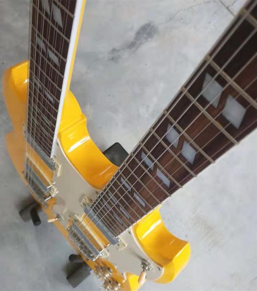 

guitar guitarra elÃ©ctrica de doble cabeza, alta calidad, yellow, 12 cuerdas + 6 cuerdas, hardware plateado,spot, lightning delivery