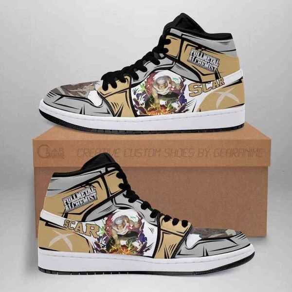 

scar metal alchemist sneakers anime custom shoes fan gift, Black