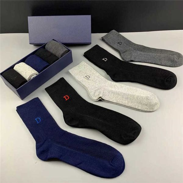 

2021 designers mens womens socks five luxurys sports winter mesh letter printed brands cotton man femal sock with box set for gift es3689, Black