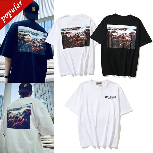 

brand men's fashion trend clothing wholesale multi thread essentials printed short sleeve high and women's t-shirt, White;black