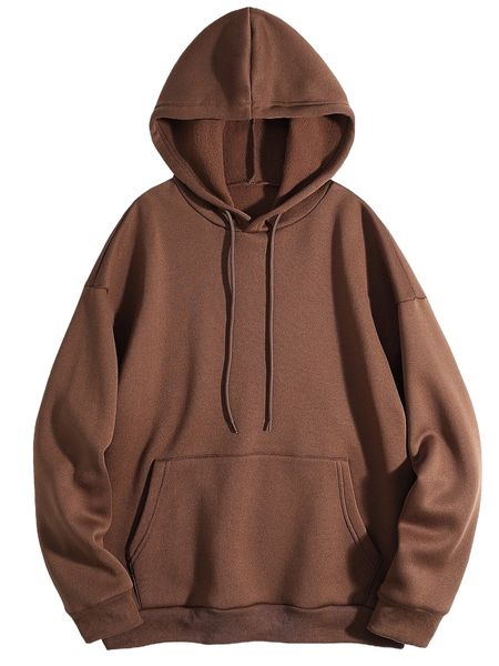 

kangaroo pocket drawstring thermal hoodie m4nq#, Black