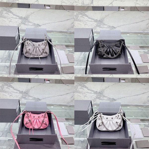 

luxury le cagole designer bag women half moon handbag shoulder mini motorcycle bag leather fashion trend ladies handbags 39t6#