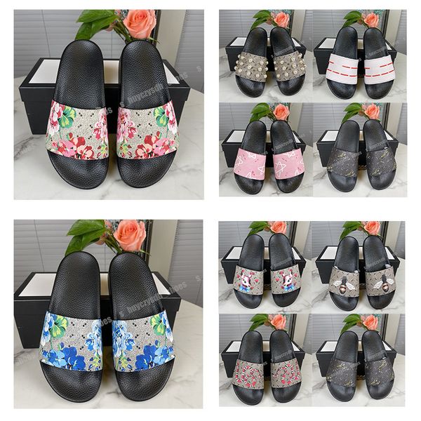 

[with box]mens womens slippers men women slipper font shoes slide fashion sandals flat flip flop size 35-48, Black