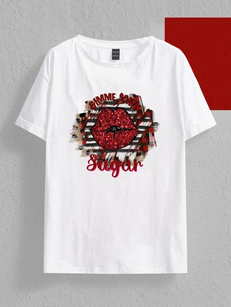 

x peace lip & letter graphic tee n1jl#, White