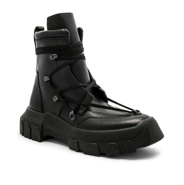 

straps cross men ro boots personality high man platform leather shoes black
