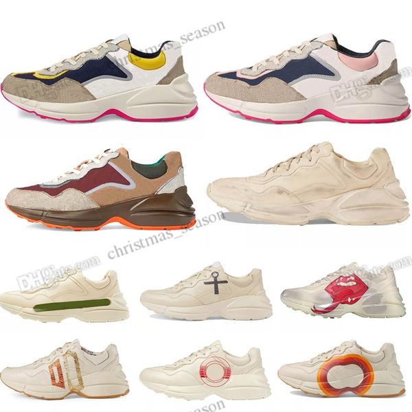

fashion rhyton beige designer casual shoes for mens women starwberry vintage multicolor platform tennis mouse mouth trainers sneakers shoe 3, Black