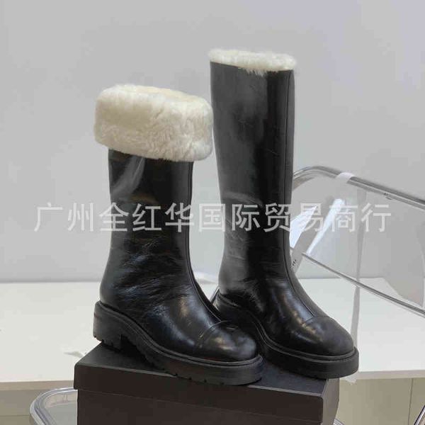

boots high end xiaoxiangfeng net red same black snow boots leather waterproof and anti-skid high tube cotton shoes versatile warm