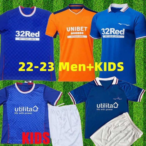 

2022 2023 rangers home soccer jerseys glasgow arfield defoe aribo tavernier 22 23 football shirts men kids kit special amad morelos sakala, Black;yellow