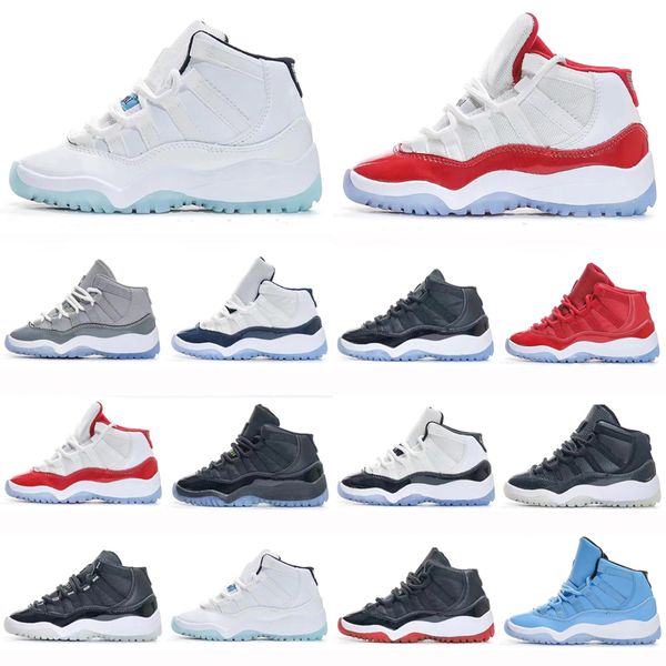 

jumpman 11 gym red cherry basketball shoes ps td kids sports sneakers cool grey space jam black cat pink snake concord toddlers boys girls c, White;red
