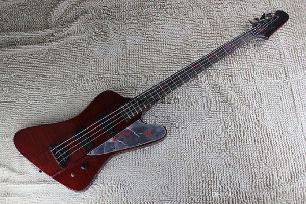 

shipping new arrival custom red electric bass guitar 4 strings thunderbird bass guitar mirror shield @16