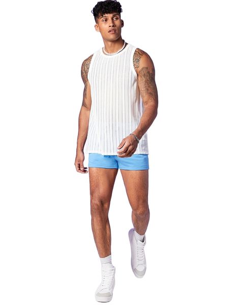 

men slant pockets drawstring waist shorts 09rt#, White;black