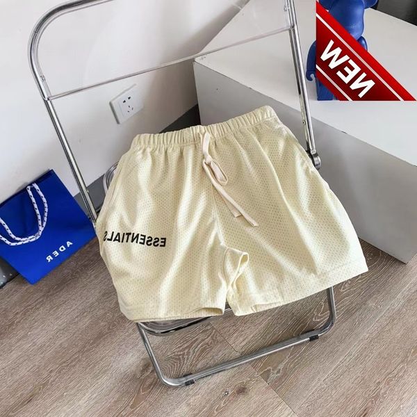 

50% off discount 22 summer ess printed letters korean casual shorts lovers' mesh cropped pants high waist commuter loose, White;black