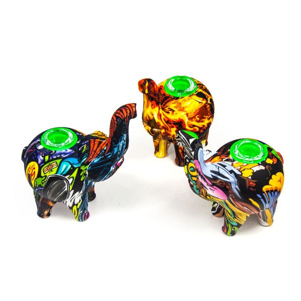 Elefant Silikonpfeife Einzigartige Ölbrennerpfeife Rauchzubehör Glas Bubbler Rauchpfeifen Zufällige Farben SP338