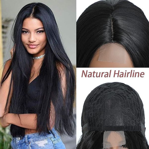 

new sexywomen long black straight small lace front wigs, Black;brown