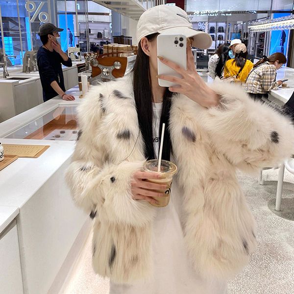 2022 nuovo cappotto di pelliccia imitazione donna primavera inverno punto d'onda moda breve faux per giacca temperamento Internet celebrità top T220716