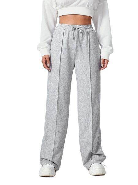 

seam front solid sweatpants l3wu#, Black;white
