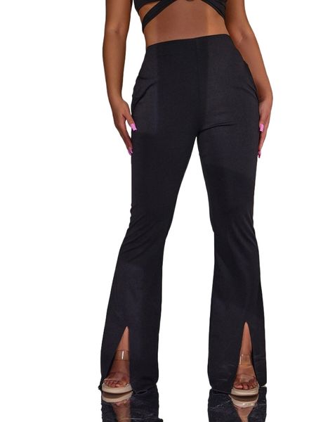 

sxy high waist split hem pants h4pw#, Black;white