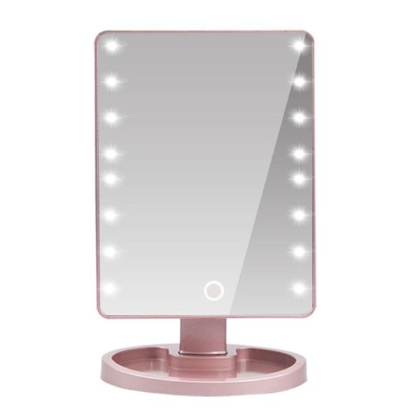 Specchi compatti Specchio per trucco con LED cosmetico Touch Screen Dimmer per luce Supporto per tavolo da tavolo Bagno Portatile da viaggioCompatto