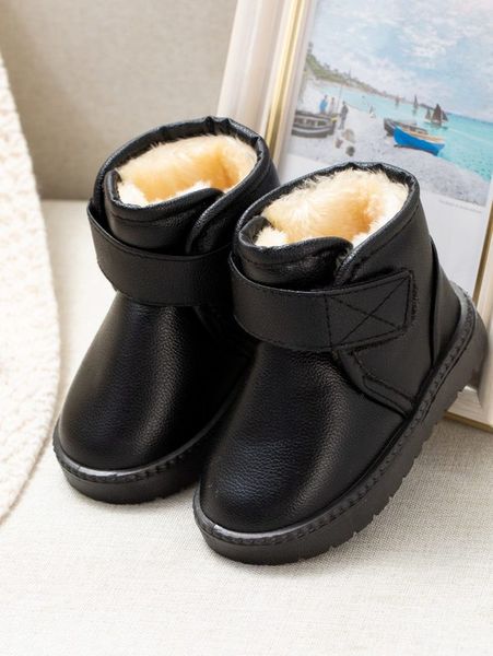 

boys plush inside snow boots she, Black;grey