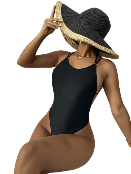

crisscross back one piece swimsuit h7ev#, White;black