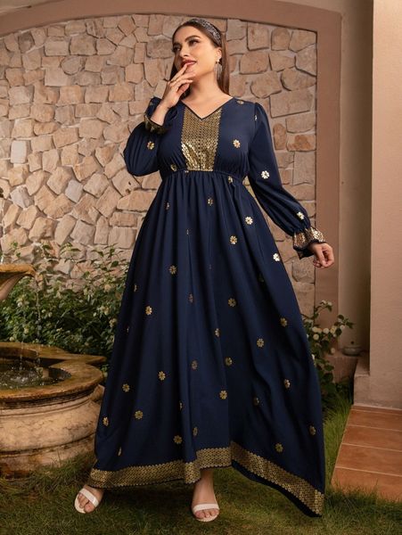 

plus gold floral print flounce sleeve maxi dress h0kf#, Black