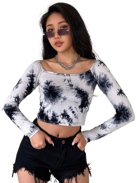 

dazy tie dye raglan sleeve crop tee h5xd#, White