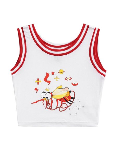 

x ashi animal & geo pattern contrast binding tank c5tr#, White