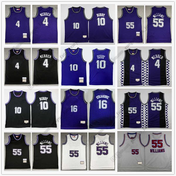 

retro mitchell and ness basketball webber 10 mike 4 chirs bibby stojakovic 55 jason 16 peja williams jersey size s--xxl, Black;red