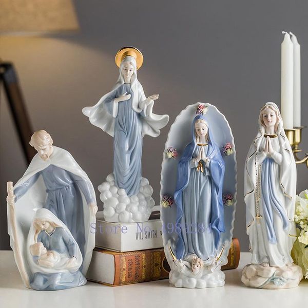 Objetos decorativos Figuras Criatividade Cerâmica Igreja Cristã Estátua Virgem Estátua Artigos Religiosos Escultura Humana Decoração Home Moderna
