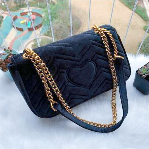 marmont velvet bags women famous shoulder bag sylvie handbags purses chain fashion gold crossbody bag 27cm
