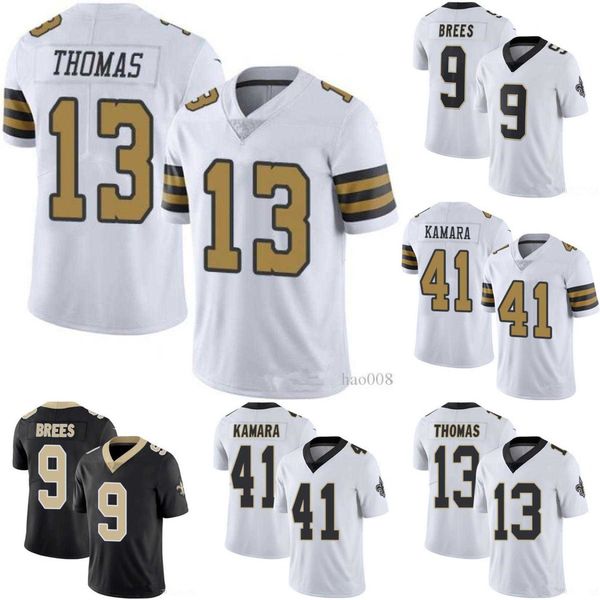 

football new orleans''saints''jerseys 9 drew brees 41 kamara 13 thomas 7 taysom hill, Black;red
