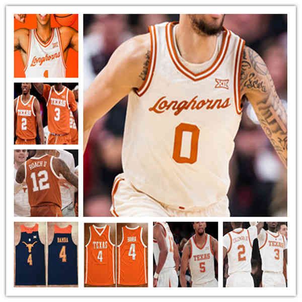 Maglia da basket Texas Longhorns College Timmy Allen Marcus Carr Andrew Jones Courtney Ramey Tre Mitchell Christian Bishop Dylan Disu Jase