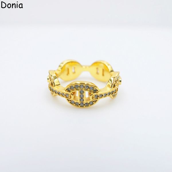 

donia jewelry luxury ring exaggerated european and american fashion chain titanium micro-set zircon creative designer with box, Silver