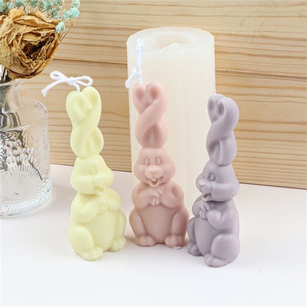 Orelhas longas sofisticadas resina de silicone molde de velas perfumadas fazendo animais de páscoa de páscoa design de ornamento de bolo artesanal 220622